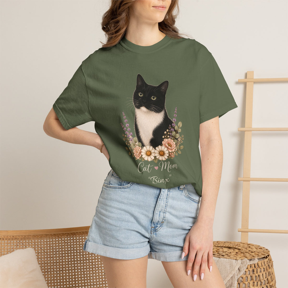 Personalized Black/White Cat Comfort Colors® T-Shirt