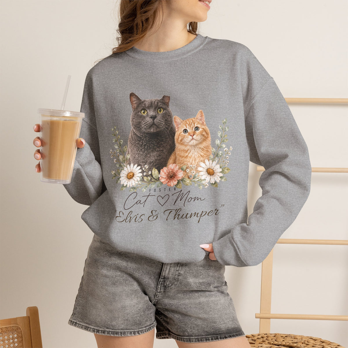 Personalized Foster Cat Mom Gildan® Sweatshirt