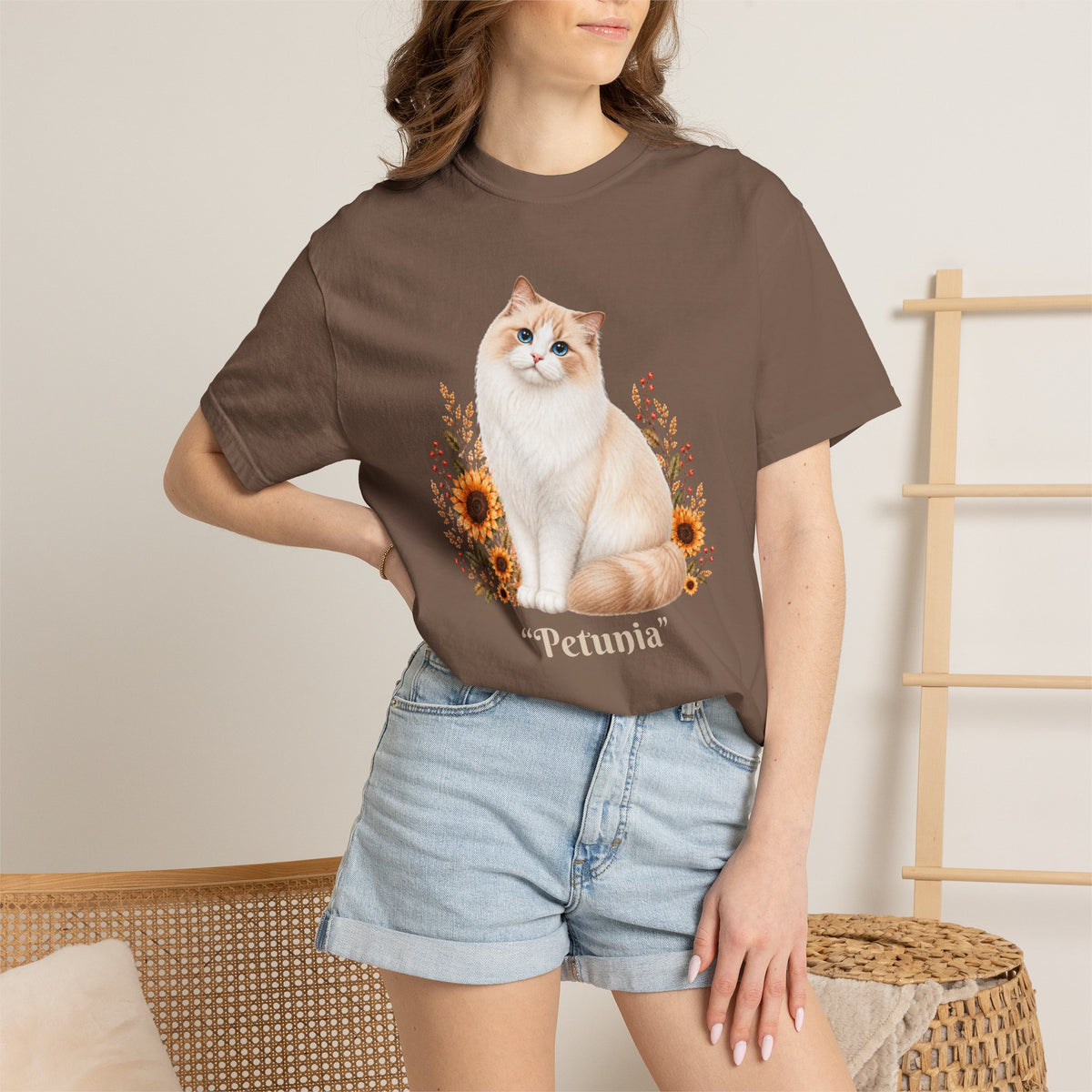 Personalized Ragdoll Cat Sunflower Comfort Colors® T-Shirt