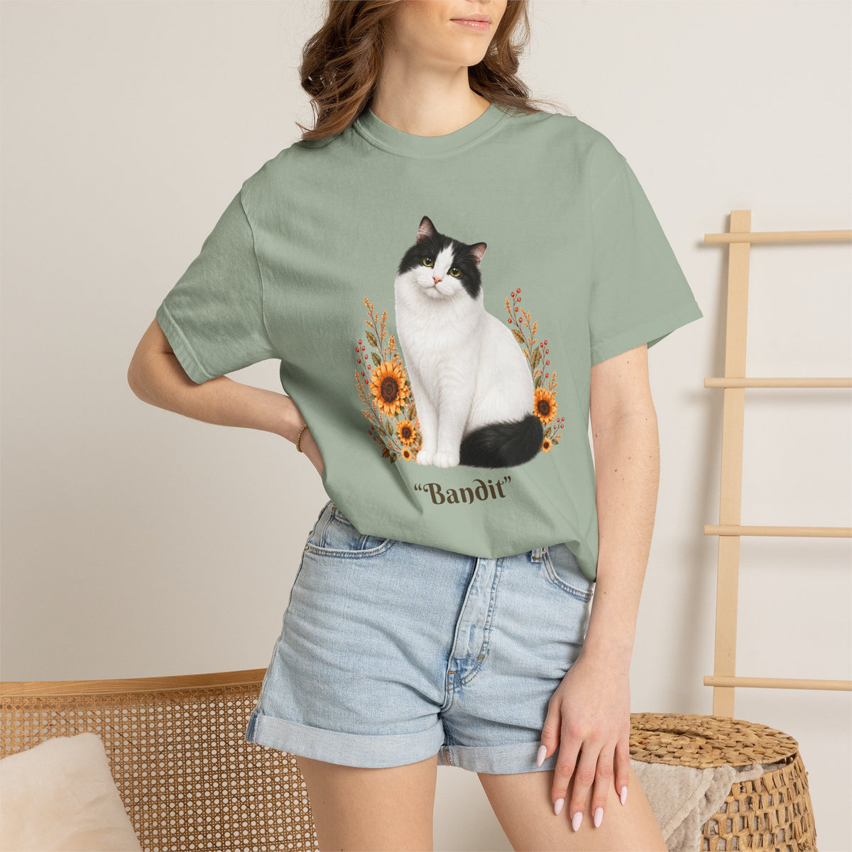 Personalized Turkish Van Sunflower Comfort Colors® T-Shirt