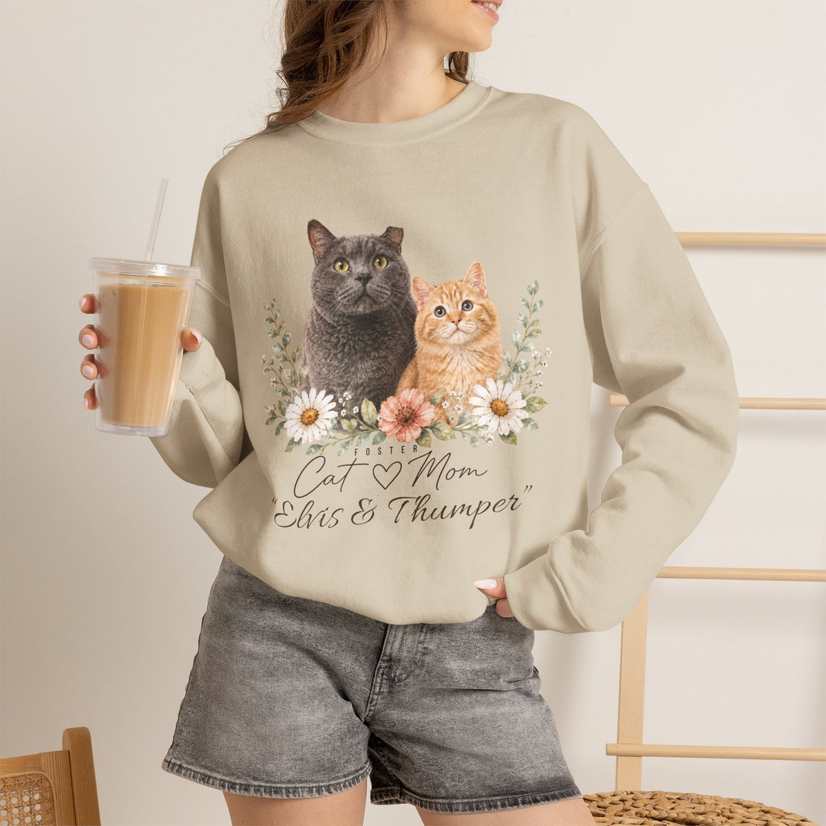 Personalized Foster Cat Mom Gildan® Sweatshirt