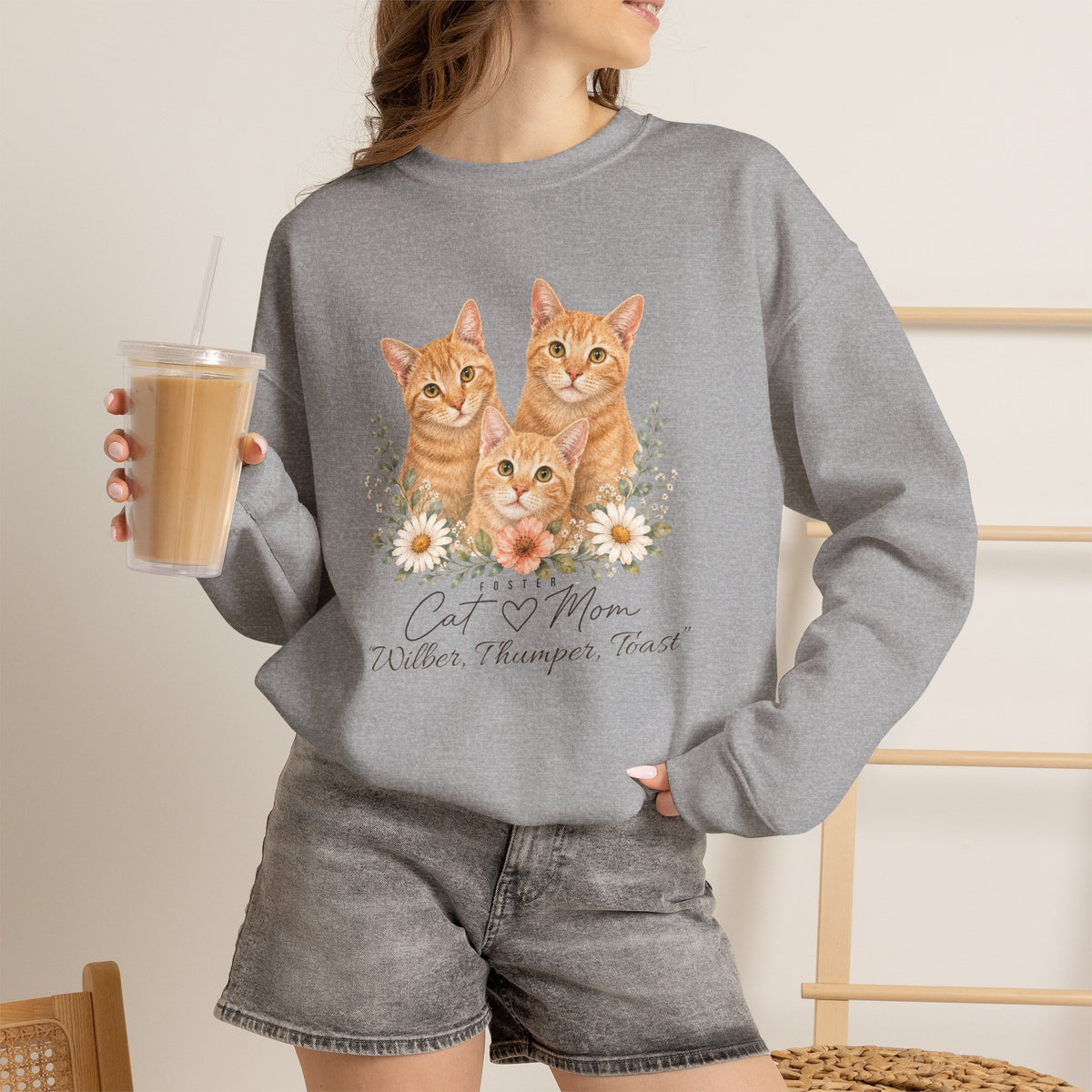 Personalized Foster Cat Mom Gildan® Sweatshirt