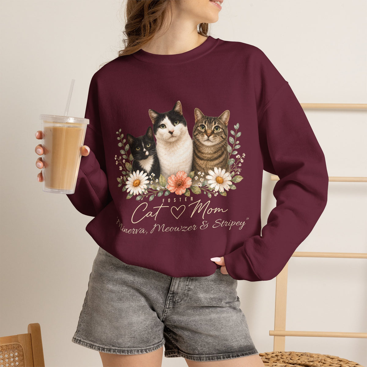 Personalized Foster Cat Mom Gildan® Sweatshirt