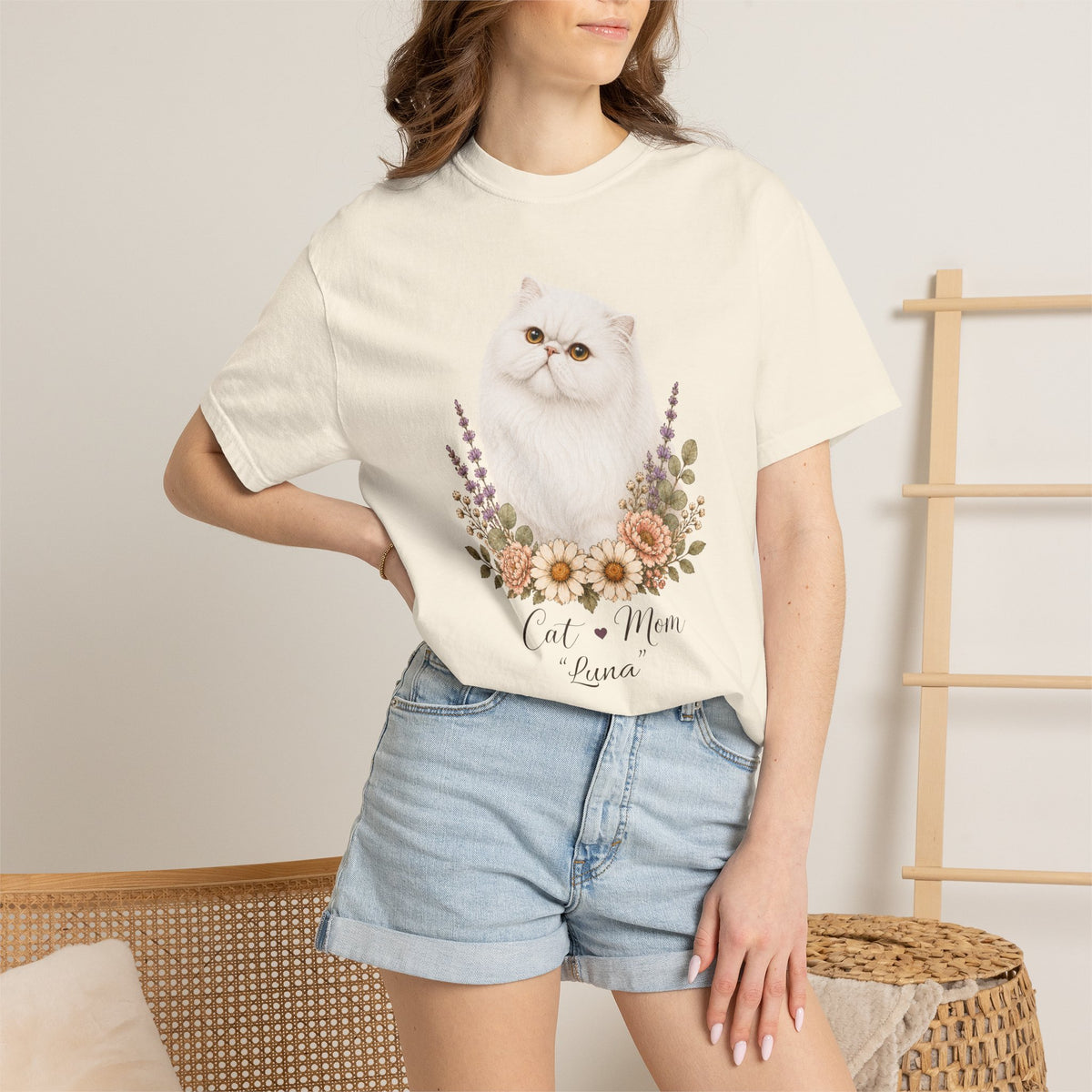 Personalized White Persian Cat Mom Comfort Colors® T-Shirt