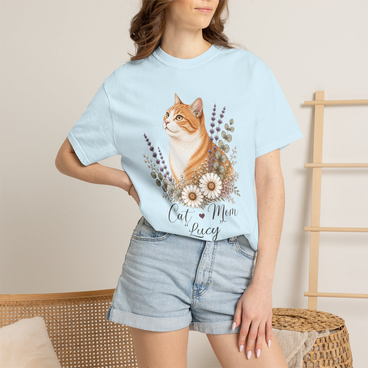 Personalized Orange Tabby Cat Mom Comfort Colors® T-Shirt