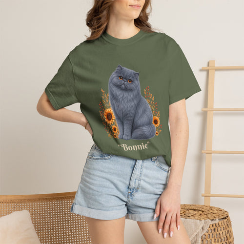 Personalized Blue Persian Cat Sunflower Comfort Colors® T-Shirt
