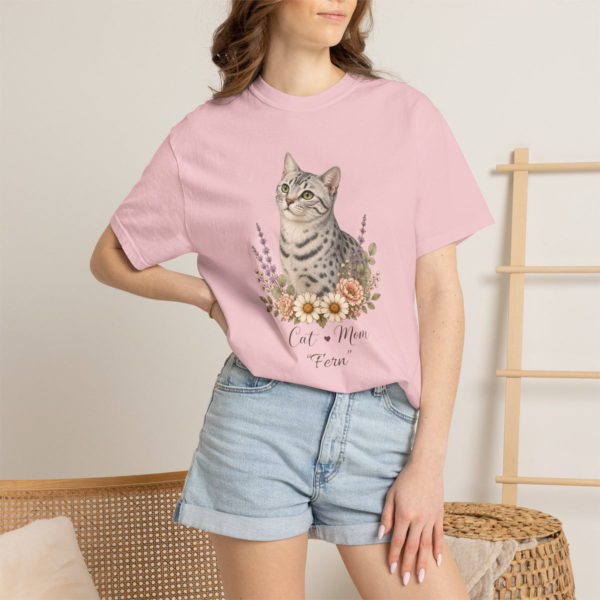 Personalized Silver Egyptian Mai Cat Mom Comfort Colors® T-Shirt