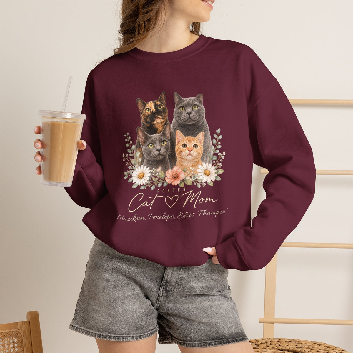 Personalized Foster Cat Mom Gildan® Sweatshirt