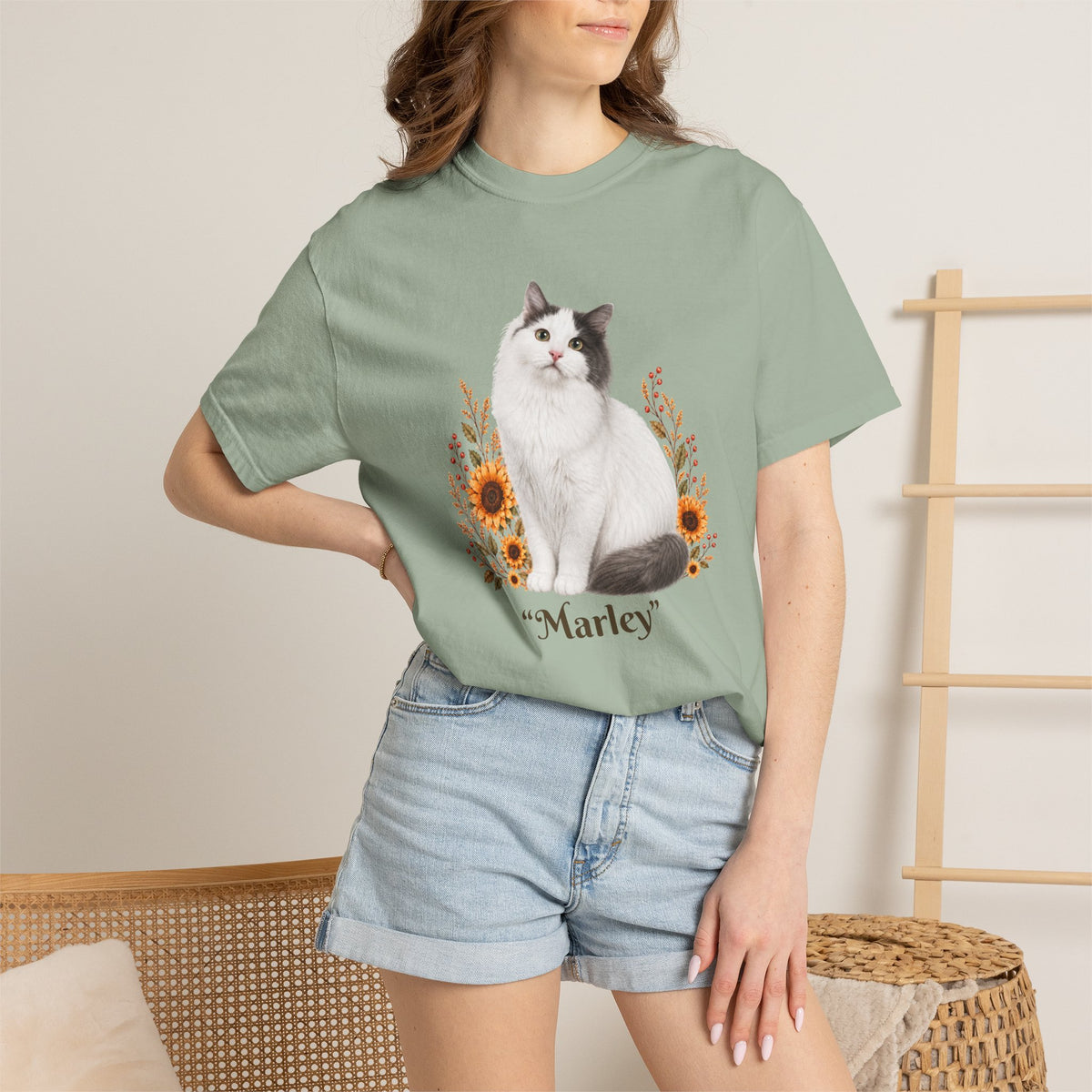 Personalized Turkish Van Cat Sunflower Comfort Colors® T-Shirt
