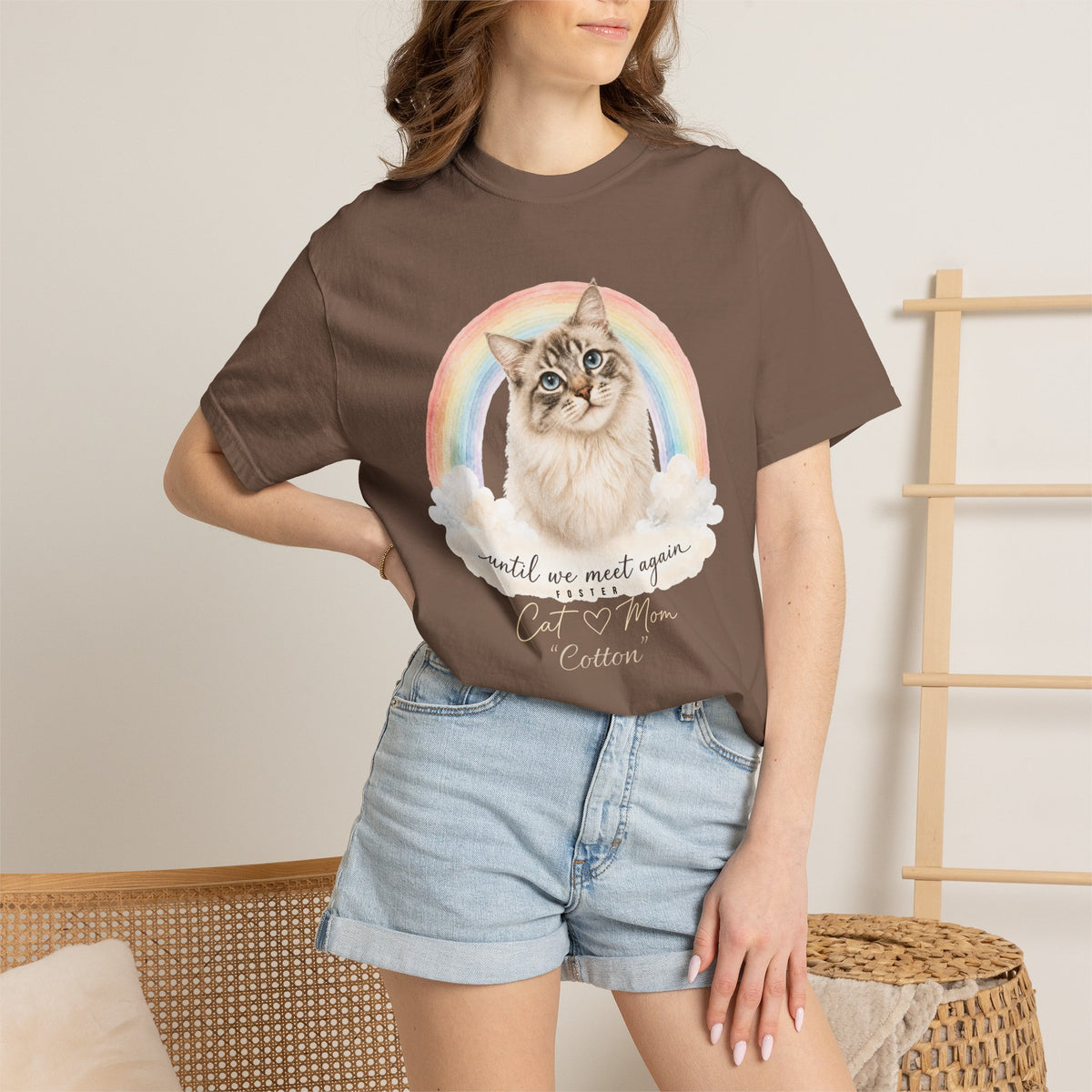 Personalized Rainbow Memorial Foster Cat Mom Comfort Colors® T-Shirt
