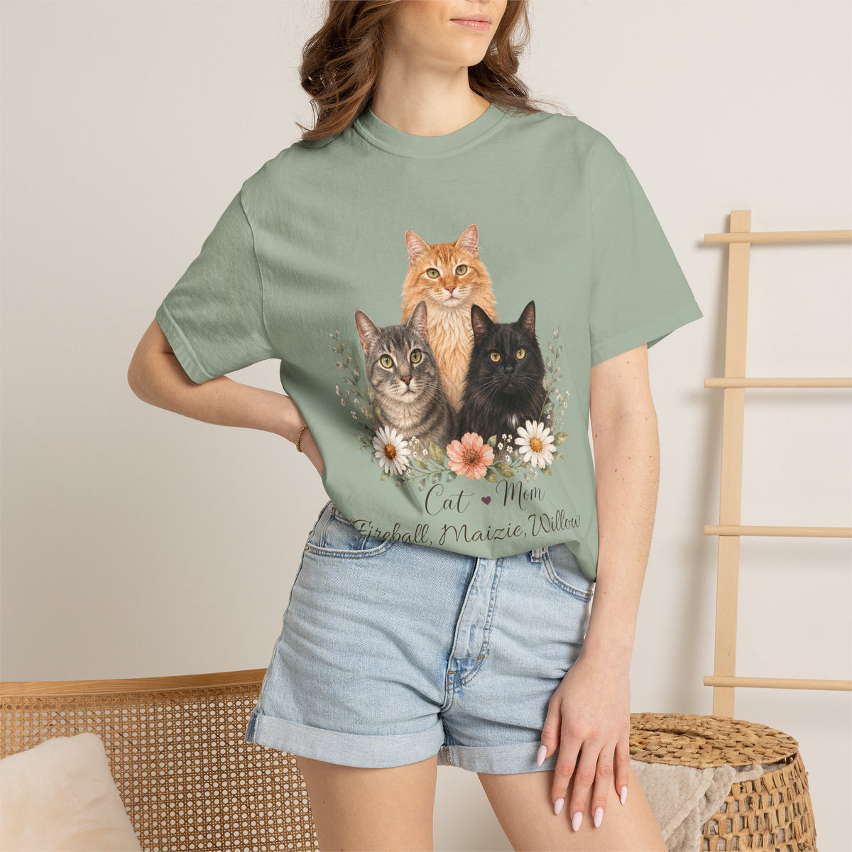 Personalized Multi-Cat Mom Comfort Colors® T-Shirt