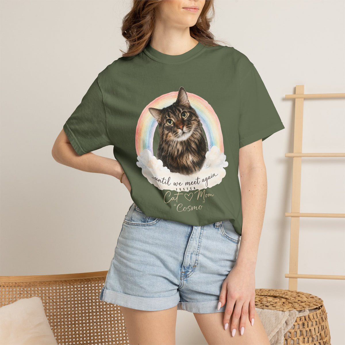 Personalized Rainbow Memorial Foster Cat Mom Comfort Colors® T-Shirt