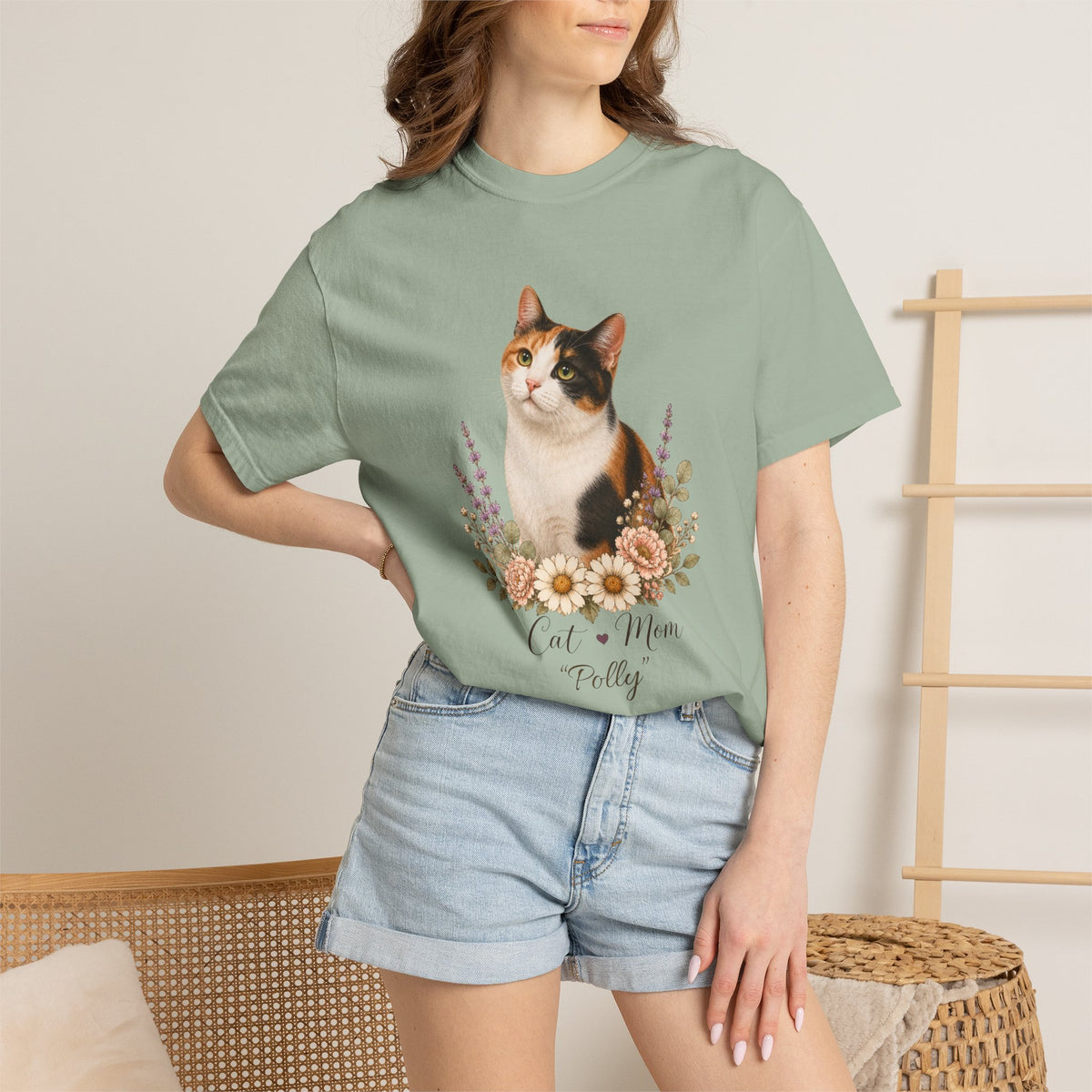 Personalized Calico Cat Mom Comfort Colors® T-Shirt