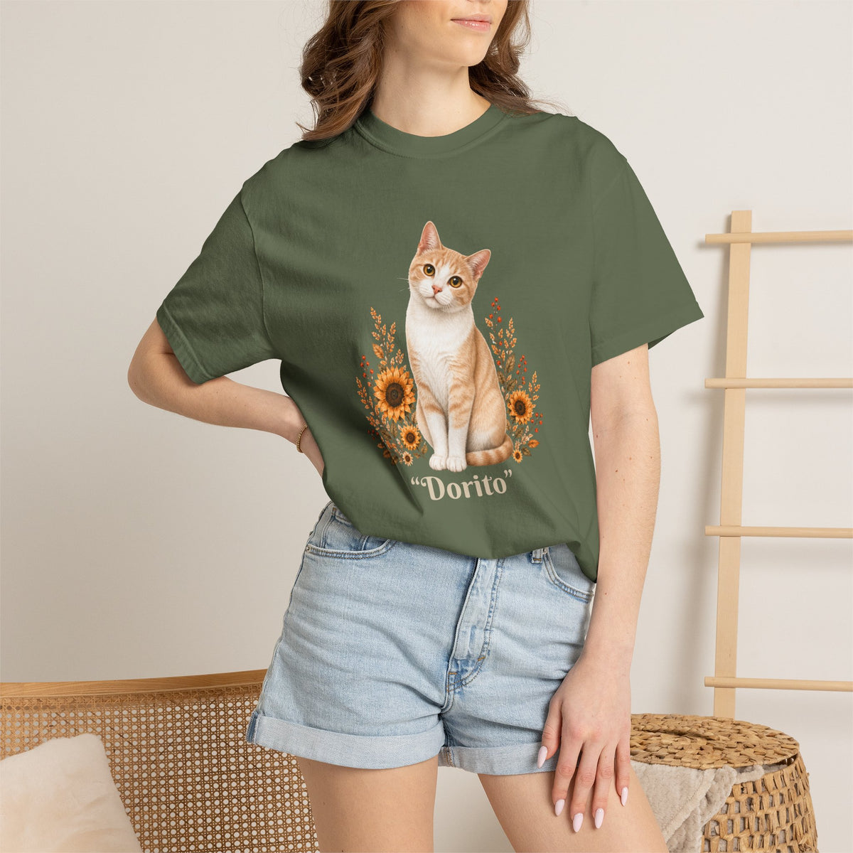 Personalized Orange Cat Sunflower Comfort Colors® T-Shirt