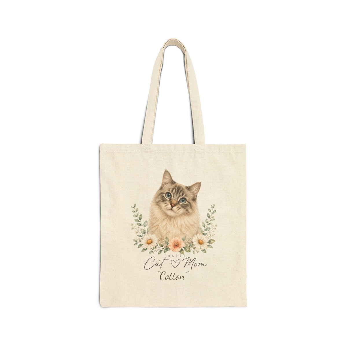 Personalized FOSTER Cat Mom Canvas Tote Bag