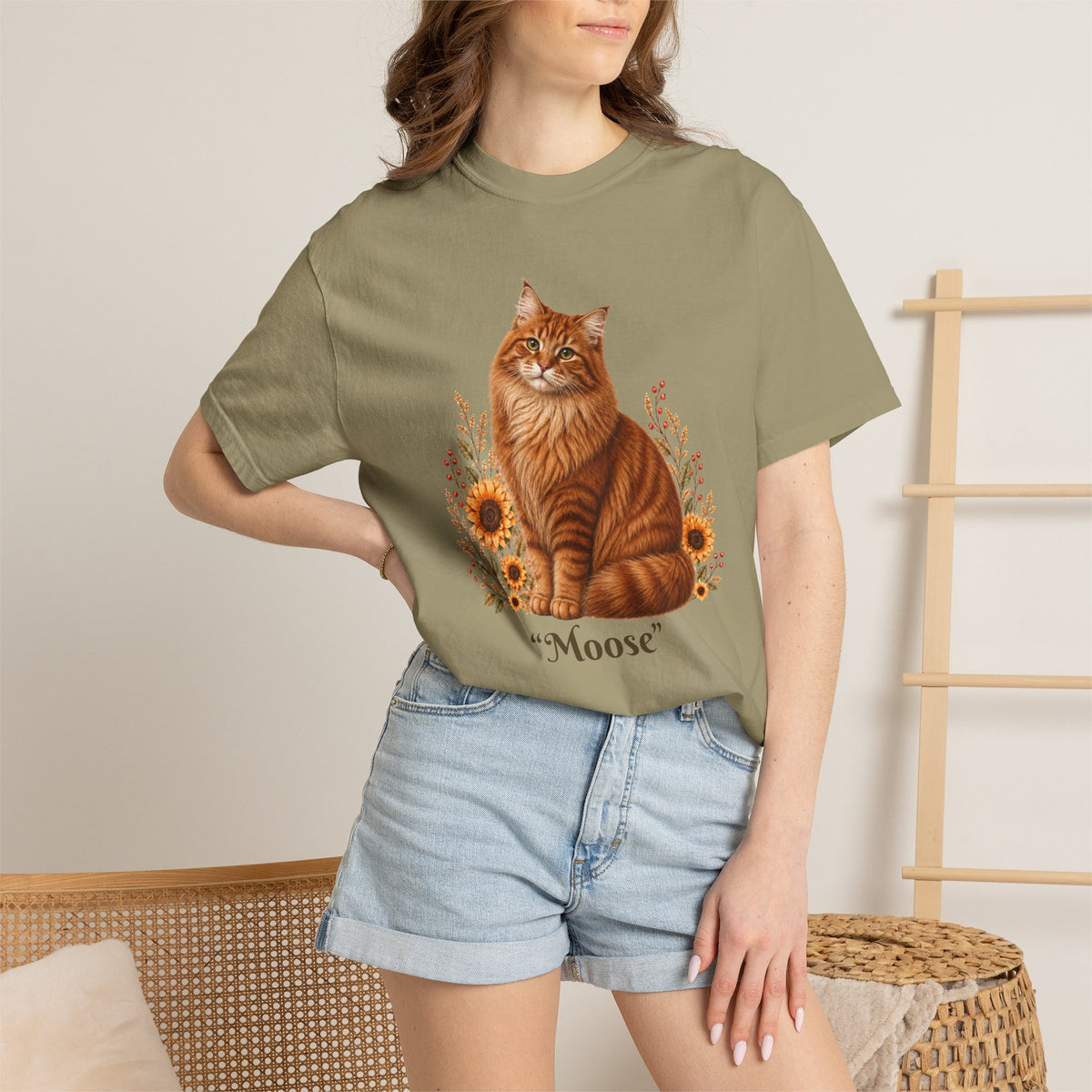Personalized Norwegian Cat Sunflower Comfort Colors® T-Shirt