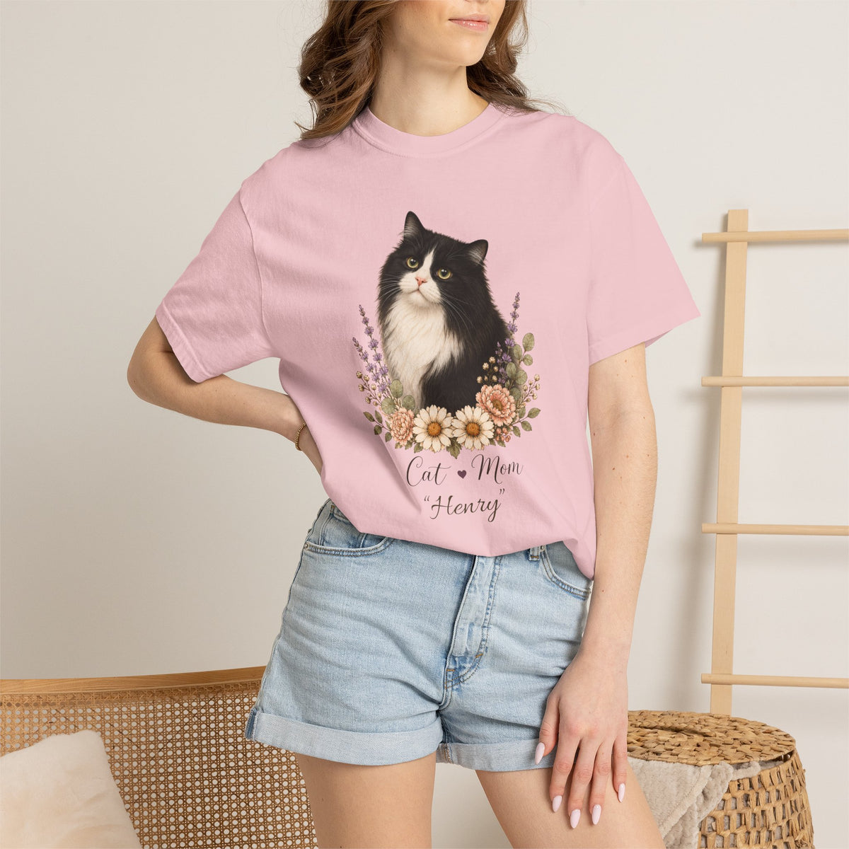 Personalized Tuxedo Cat Mom Comfort Colors® T-Shirt
