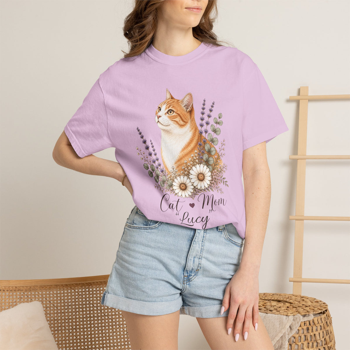 Personalized Orange Tabby Cat Mom Comfort Colors® T-Shirt