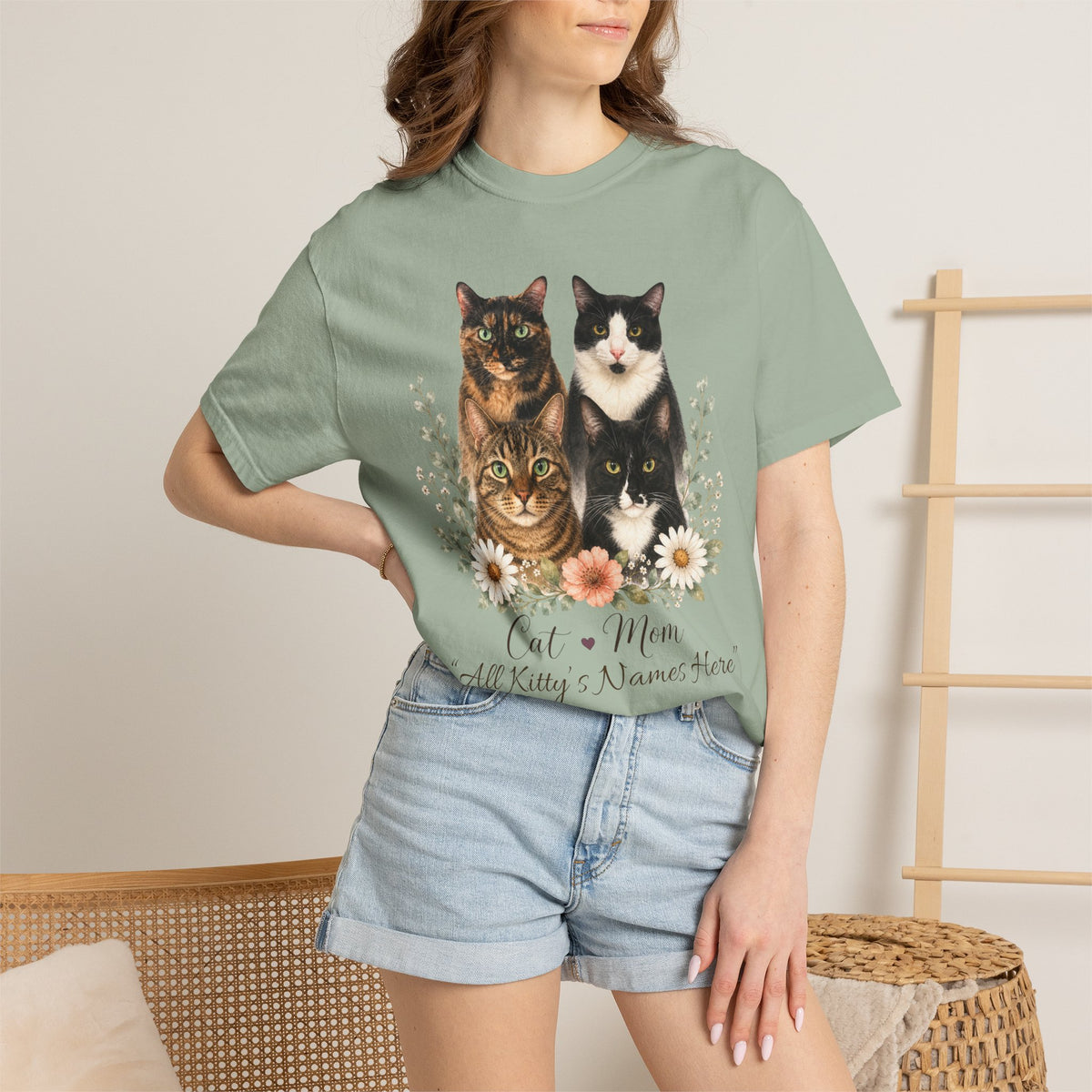 Personalized Multi-Cat Mom Comfort Colors® T-Shirt
