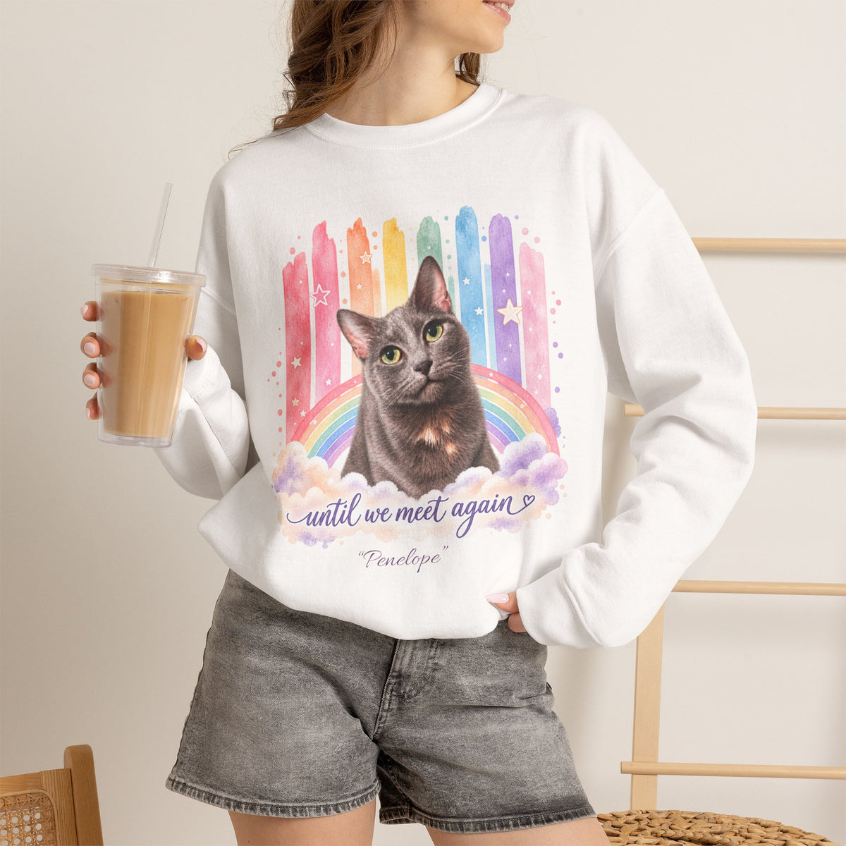 Personalized Rainbow Memorial Cat Gildan® Sweatshirt