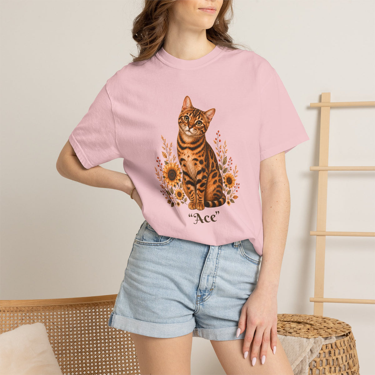 Personalized Bengal Cat Sunflower Comfort Colors® T-Shirt