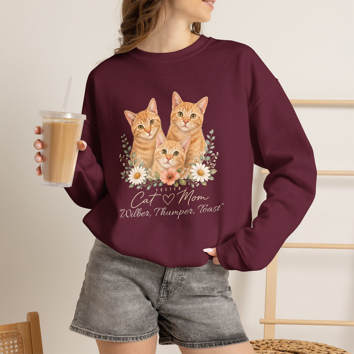 Personalized Foster Cat Mom Gildan® Sweatshirt