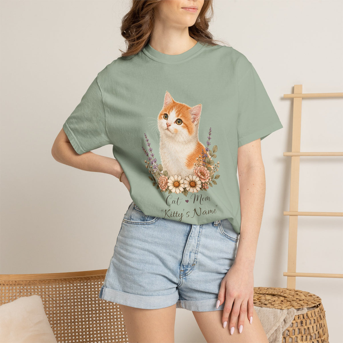 Personalized Orange and White Cat Comfort Colors® T-Shirt