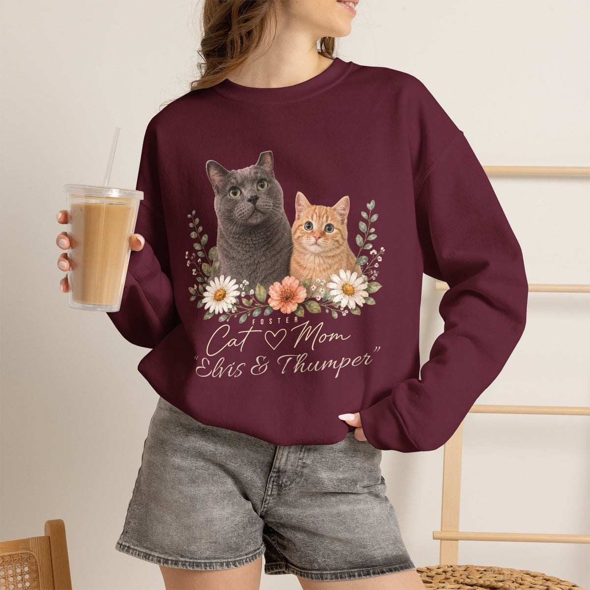 Personalized Foster Cat Mom Gildan® Sweatshirt