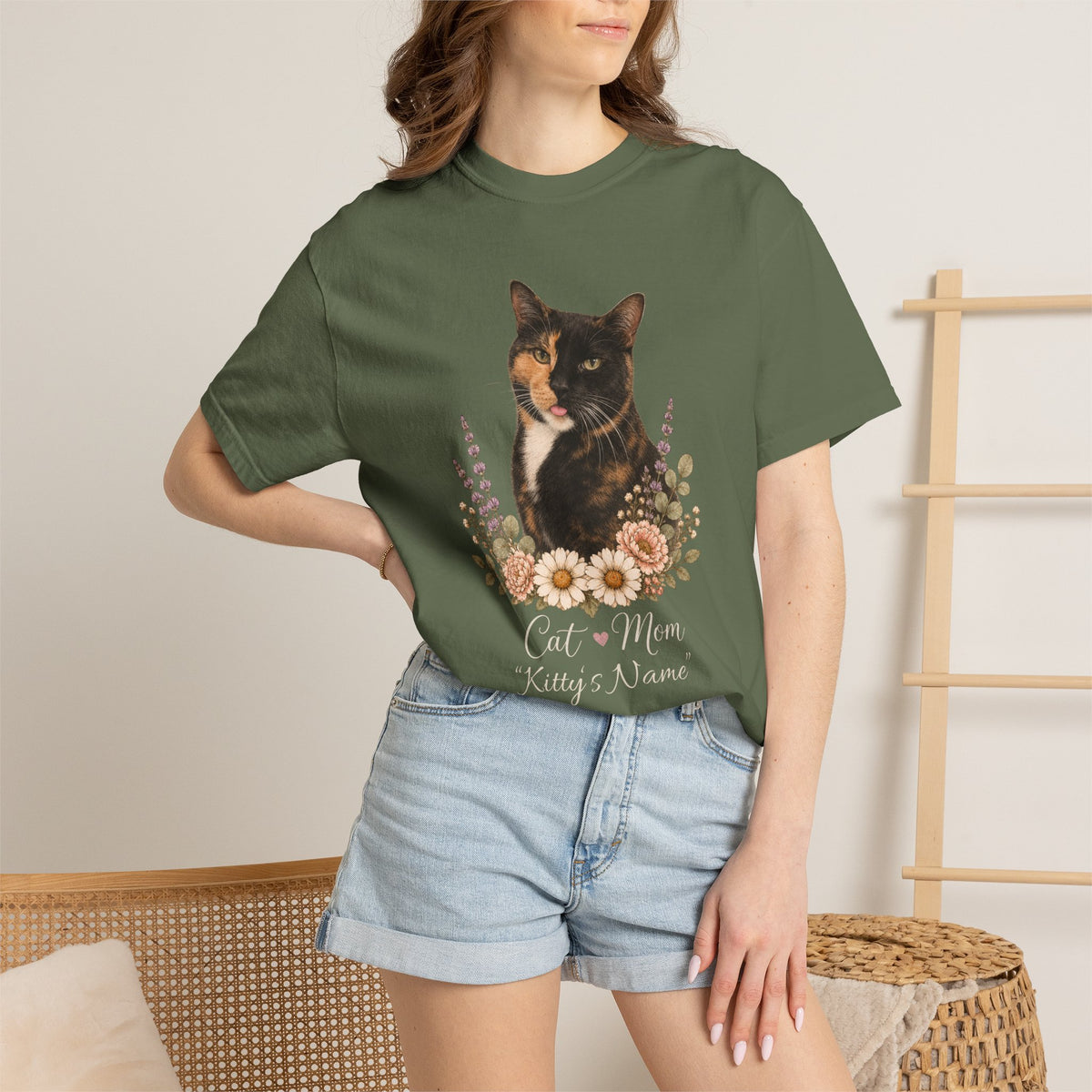 Personalized Tortoiseshell Cat Comfort Colors® T-Shirt