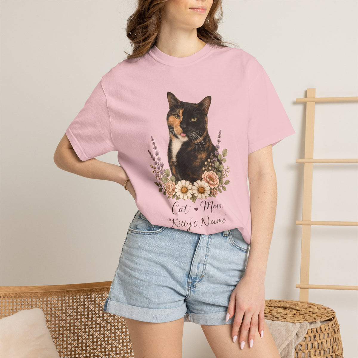Personalized Tortoiseshell Cat Comfort Colors® T-Shirt