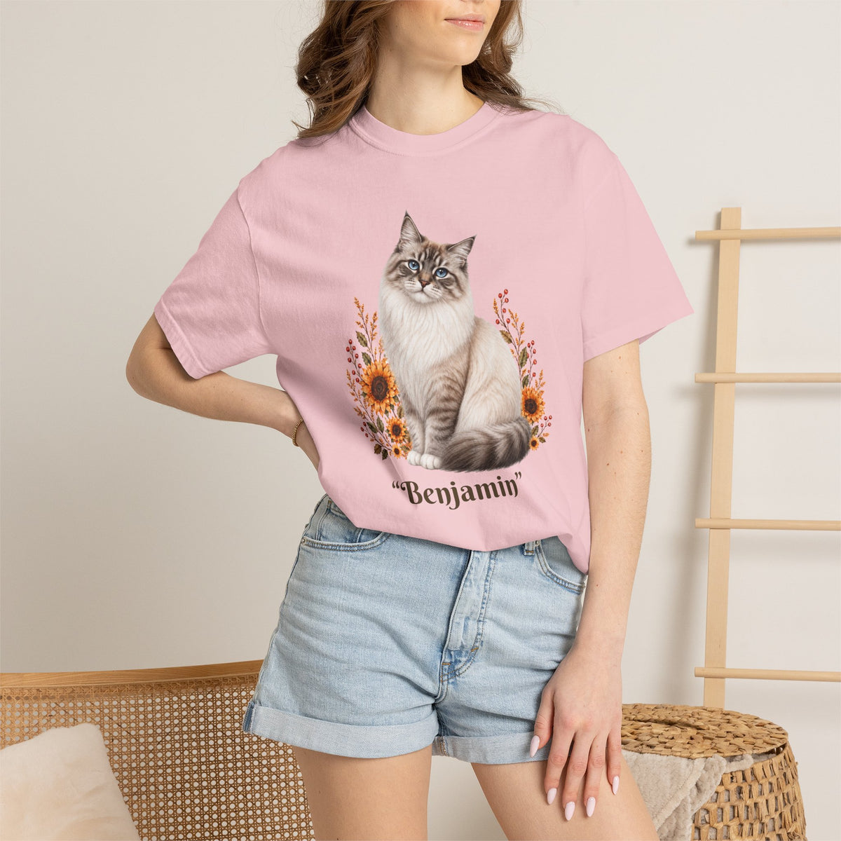 Personalized Ragdoll Cat Sunflower Comfort Colors® T-Shirt