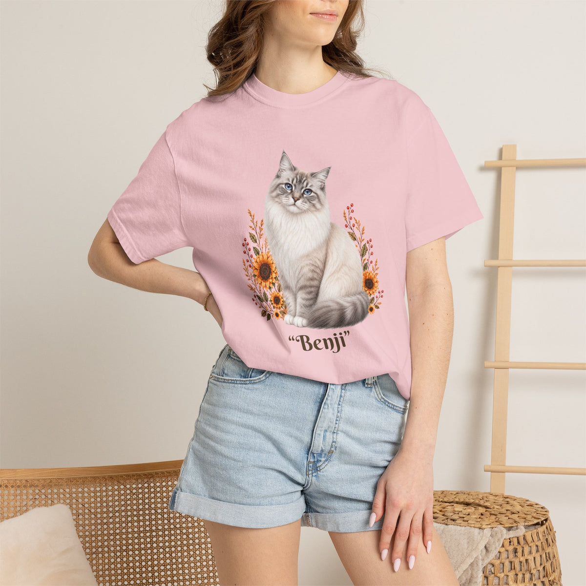 Personalized Ragdoll Cat Sunflower Comfort Colors® T-Shirt