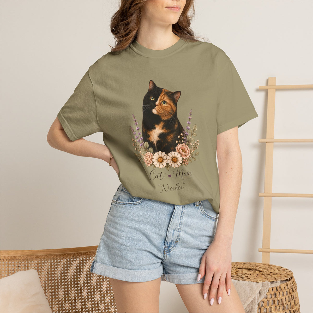 Personalized Calico Cat Mom Comfort Colors® T-Shirt