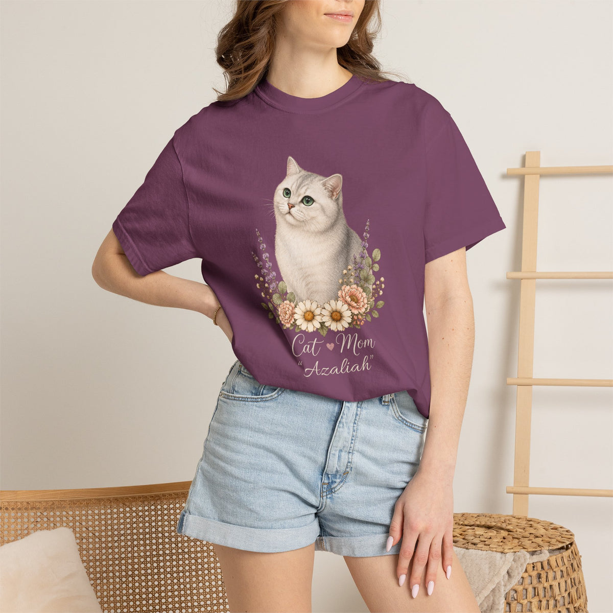 Personalized Silver British Shorthair Cat Mom Comfort Colors® T-Shirt