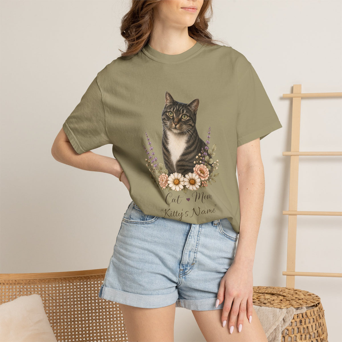 Personalized Brown Tabby Cat Comfort Colors® T-Shirt