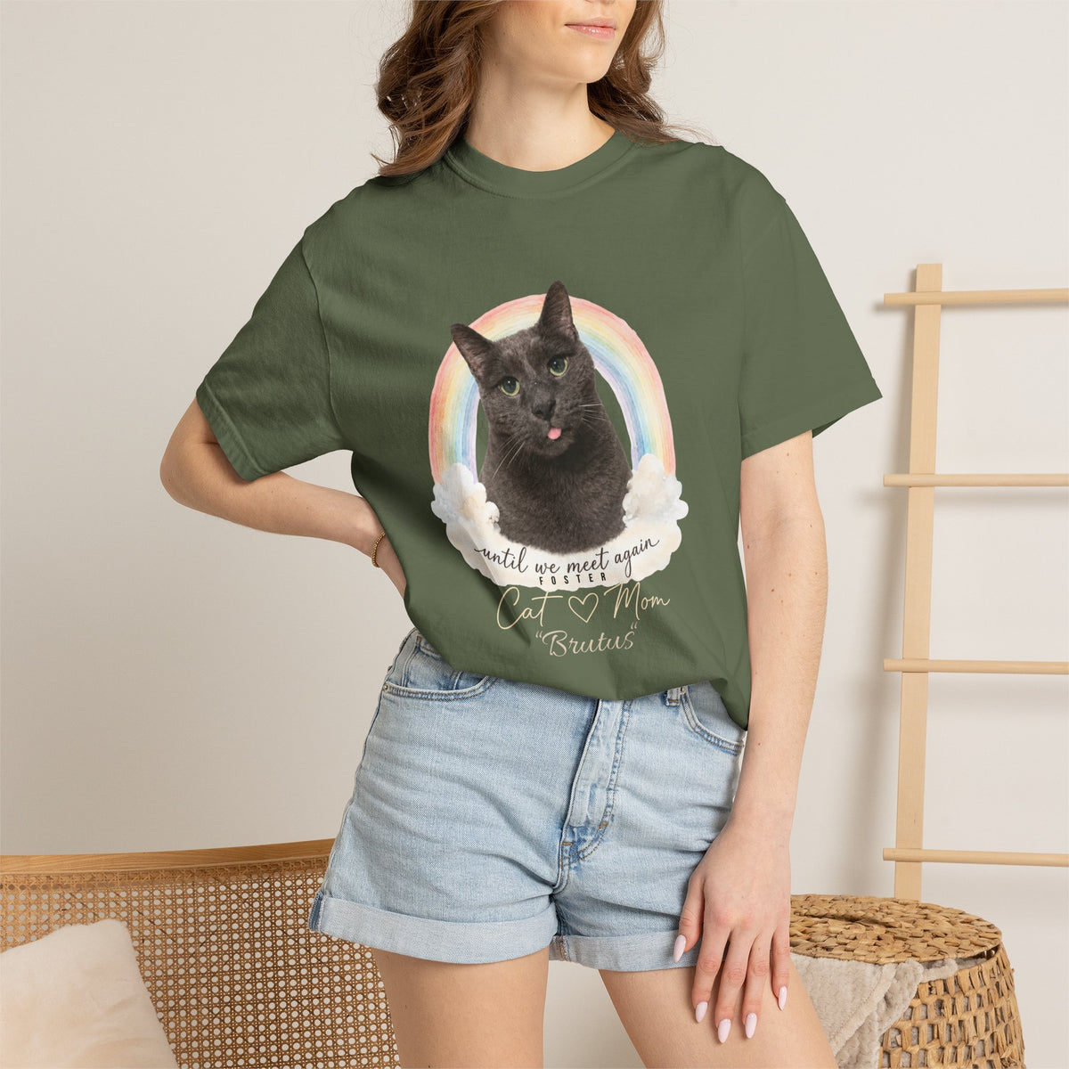 Personalized Rainbow Memorial Foster Cat Mom Comfort Colors® T-Shirt