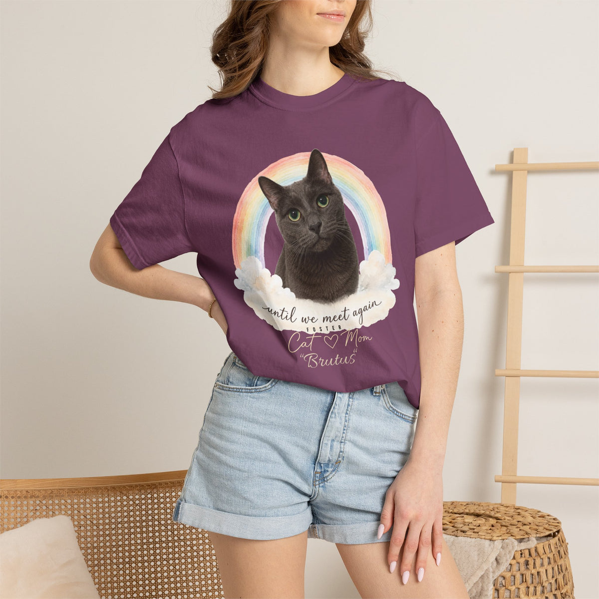 Personalized Rainbow Memorial Foster Cat Mom Comfort Colors® T-Shirt