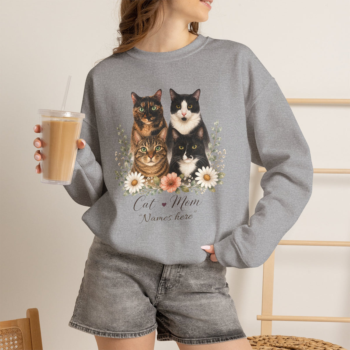 Personalized Multi-Cat Mom Gildan® Sweatshirt