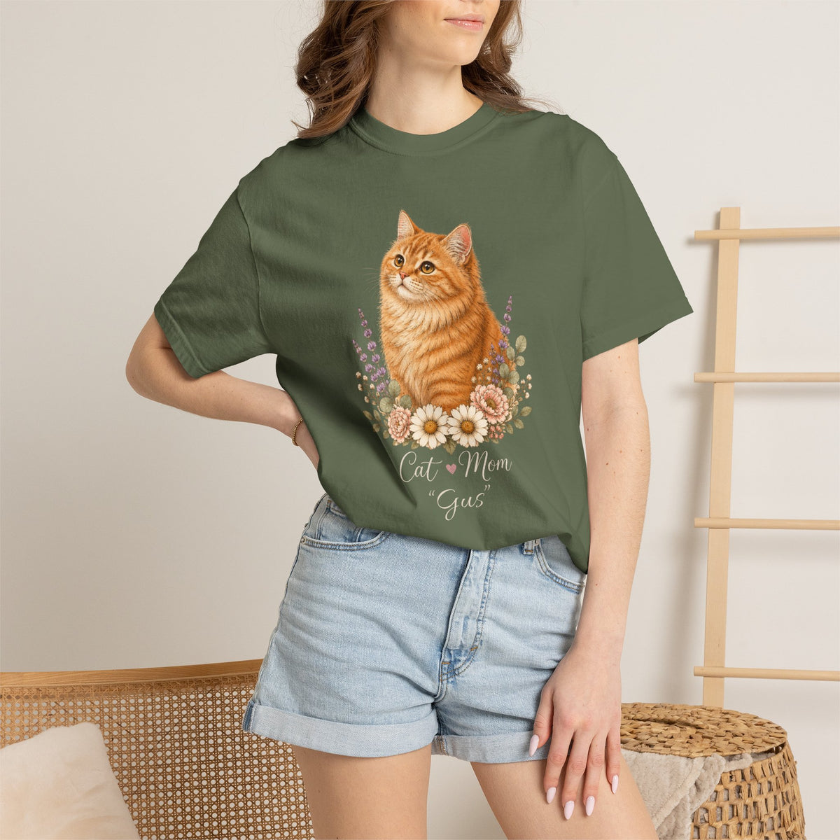 Personalized Orange Cat Mom Comfort Colors® T-Shirt