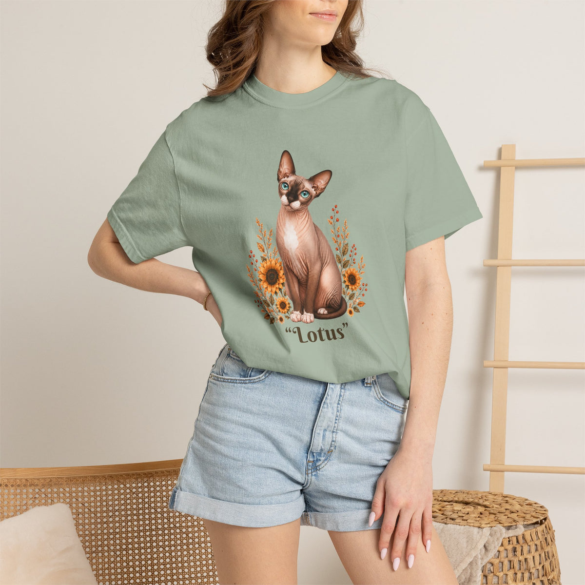 Personalized Sphinx Cat Sunflower Comfort Colors® T-Shirt