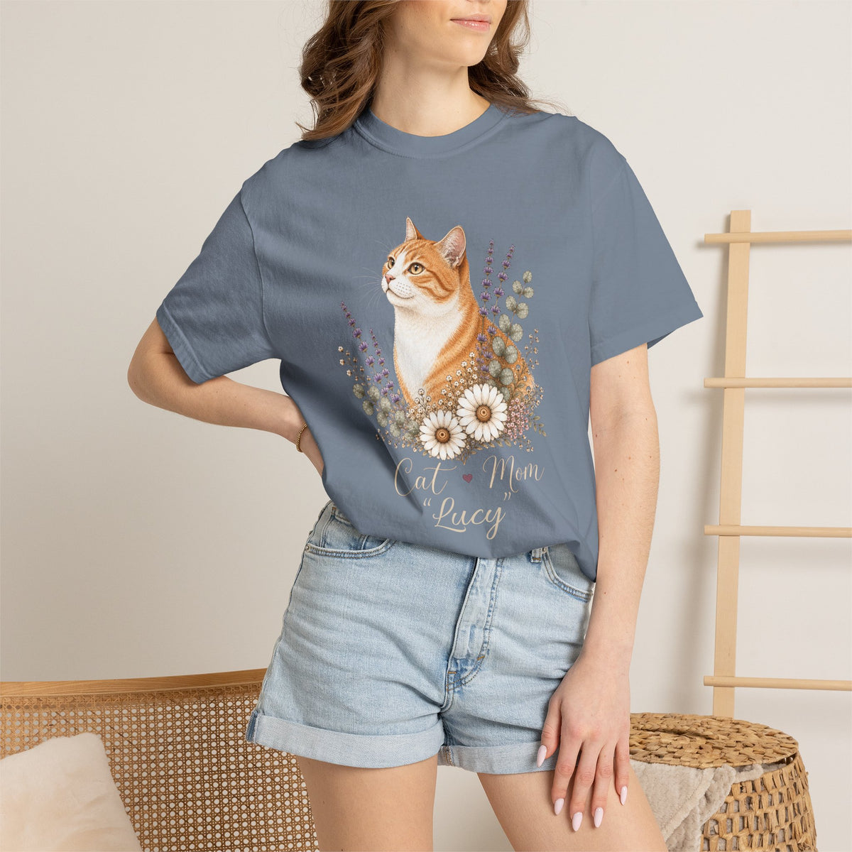 Personalized Orange Tabby Cat Mom Comfort Colors® T-Shirt