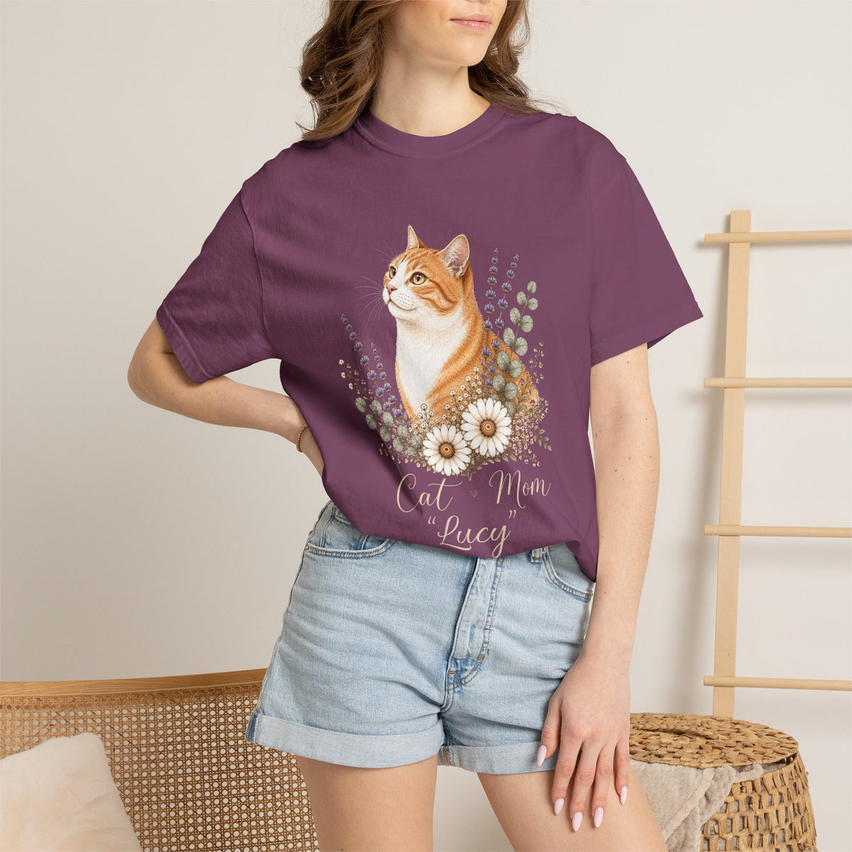 Personalized Orange Tabby Cat Mom Comfort Colors® T-Shirt