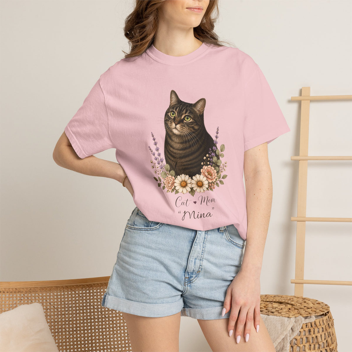 Personalized Black Tabby Cat Mom Comfort Colors® T-Shirt