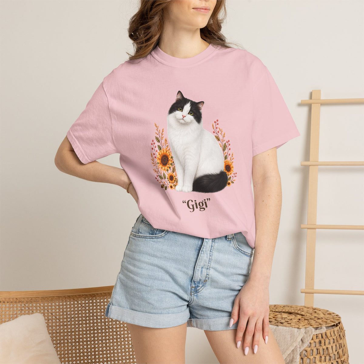 Personalized Turkish Van Cat Sunflower Comfort Colors® T-Shirt