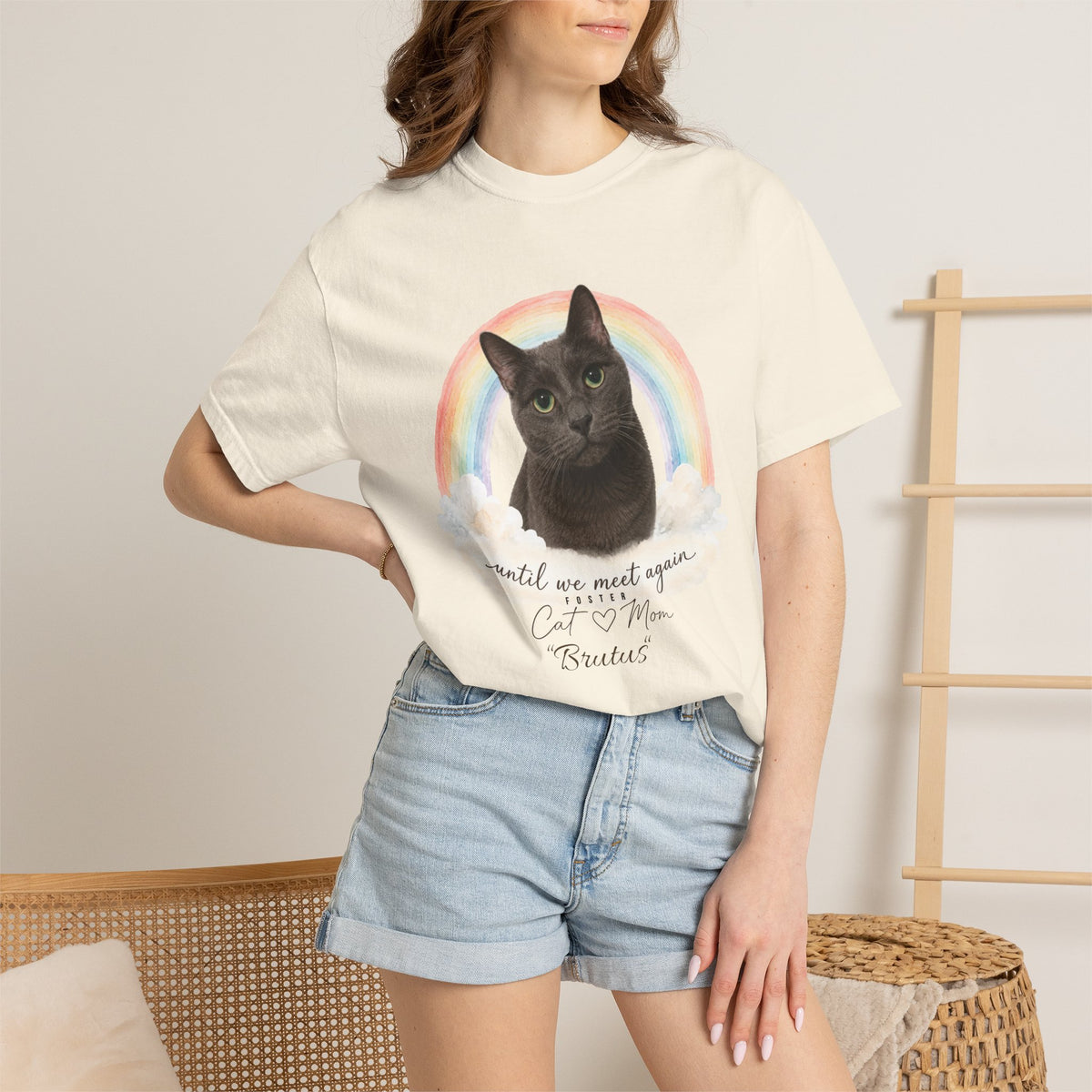 Personalized Rainbow Memorial Foster Cat Mom Comfort Colors® T-Shirt