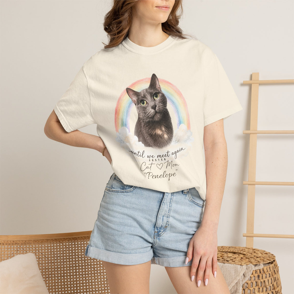 Personalized Rainbow Memorial Foster Cat Mom Comfort Colors® T-Shirt