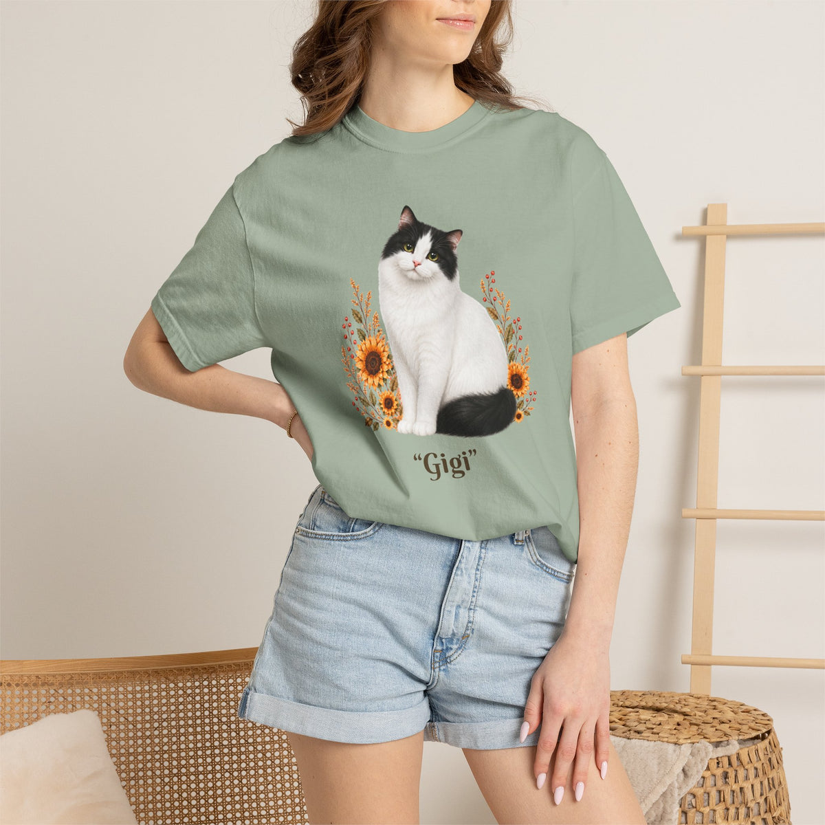 Personalized Turkish Van Cat Sunflower Comfort Colors® T-Shirt