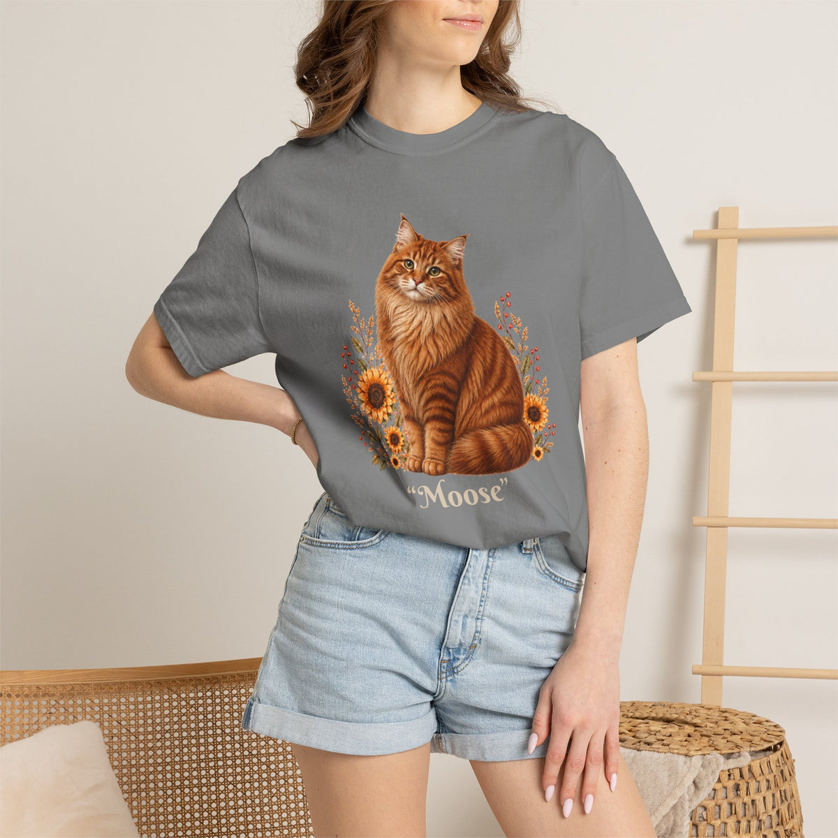 Personalized Norwegian Cat Sunflower Comfort Colors® T-Shirt