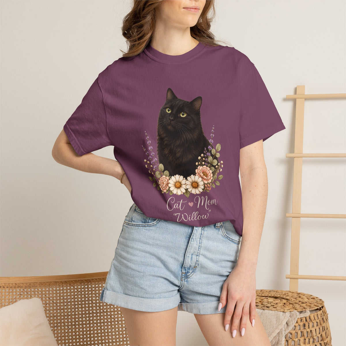 Personalized Black Cat Comfort Colors® T-Shirt