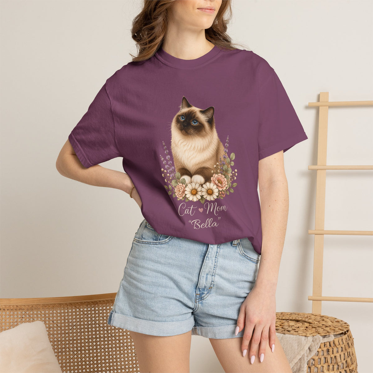 Personalized Seal Point Birman Cat Mom Comfort Colors® T-Shirt